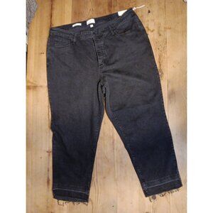 Universal Thread Women 22 R High Rise 90s Slim Jeans Black Wash Crop Button Fly